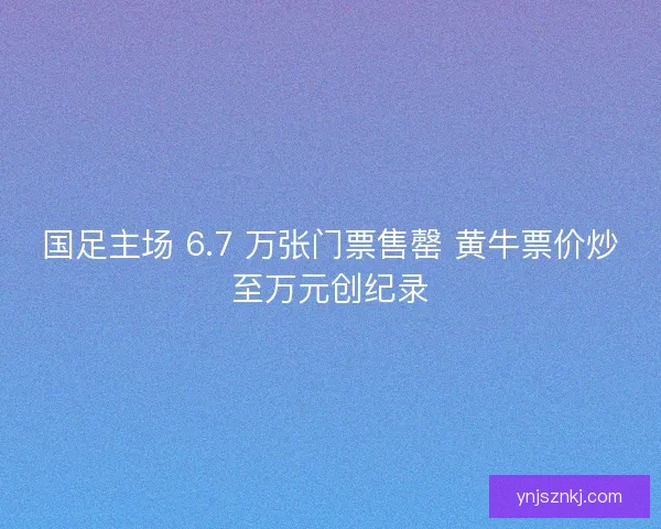 国足主场 6.7 万张门票售罄 黄牛票价炒至万元创纪录