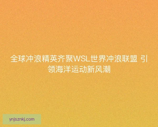 全球冲浪精英齐聚WSL世界冲浪联盟 引领海洋运动新风潮 全球冲浪精英齐聚WSL世界冲浪联盟 引领海洋运动新风潮