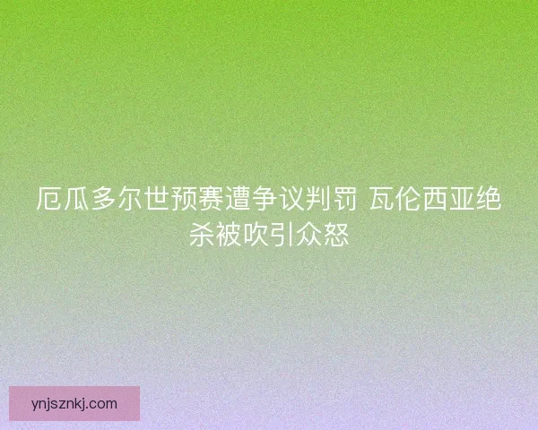 厄瓜多尔世预赛遭争议判罚 瓦伦西亚绝杀被吹引众怒