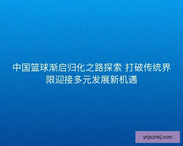 中国篮球渐启归化之路探索 打破传统界限迎接多元发展新机遇