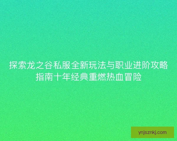 探索龙之谷私服全新玩法与职业进阶攻略指南十年经典重燃热血冒险 探索龙之谷私服全新玩法与职业进阶攻略指南十年经典重燃热血冒险